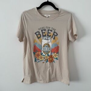 Maurices “Here for the Beer” Graphic Tee Women’s Medium Beer Can Floral T-Shirt